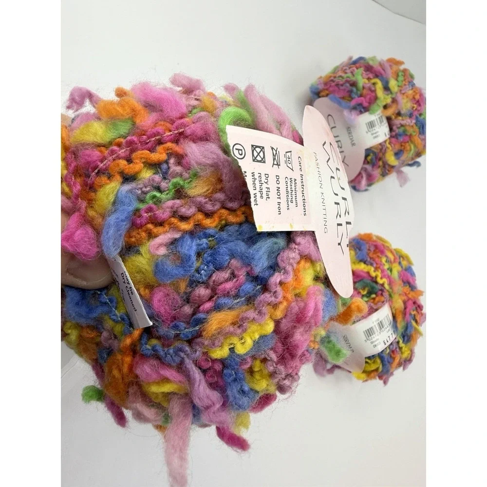 Sirdar Curly Wurly Wool Blend Chunky Boucle Yarn Rainbow Multicolor Lot Of 4